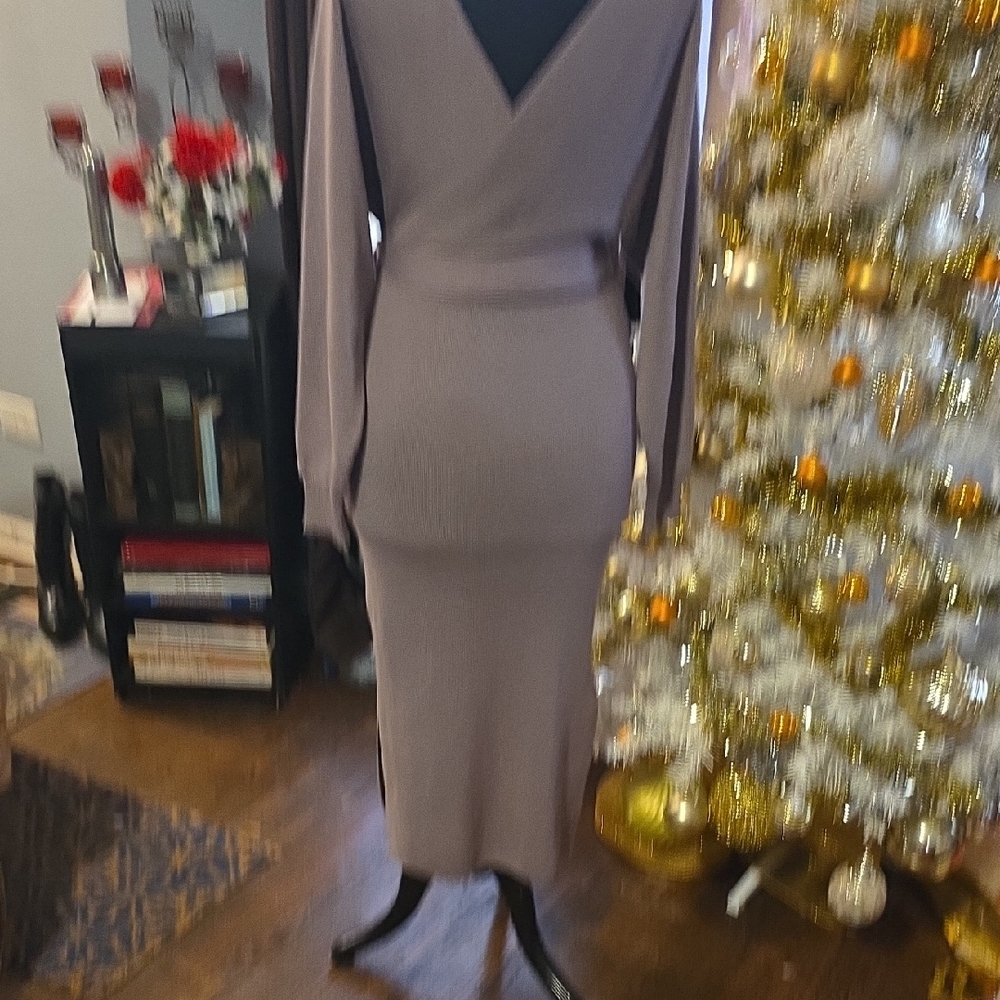 HALARA Taupe Wrap Knit Dress - Picture 12 of 16
